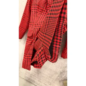 Zara Women Blazer Romper Small Red Black Houndstooth Long Sleeve Button Front thumbnail 6