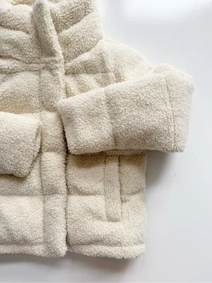 Abercrombie & Fitch Cream Sherpa High Neck Bomber Style Coat Size Small thumbnail 7