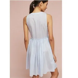 Anthropologie Floreat Loved By Cotton Silk Sleeveless Light Blue Lace Slip Dress thumbnail 3