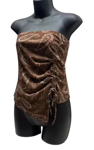 Almost Famous Boho Strapless Paisley Sheer Flowy Top thumbnail 1