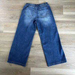 Flamingals Sz 2XL Wide Leg Jeans Mid Waist Baggy Stitch Decor Washed Pants New thumbnail 8
