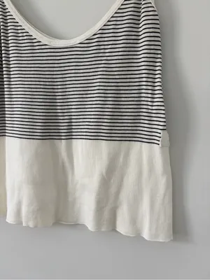 Anne Fontaine Paris Vintage Lindsey White Black Stripe Sleeveless Cami M thumbnail 4