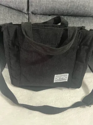 Black Corduroy Men's Tote Bag with Adjustable Strap thumbnail 1