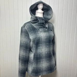The North Face Women's Plaid Fleece‎ Pullover Cowl Blue and gray Hoodie Size S thumbnail 7