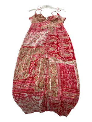 Zara Red Paisley Strapless Maxi Dress with Front Slit size S thumbnail 2