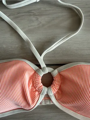 Aerie Ribbed Bandeau Bikini Top Orange XS NWT IN PACKAGE thumbnail 9