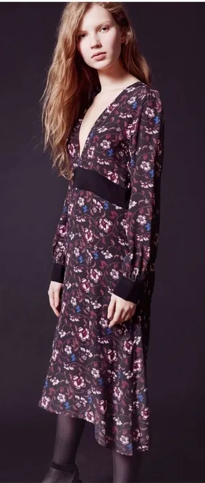 For Love & Lemons Floral Long Sleeve Midi Dress thumbnail 1
