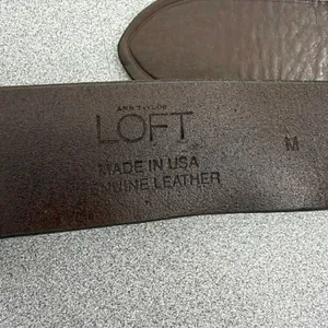 LOFT Belt Womens Medium Brown Genuine Leather Silver Buckle Preppy Casual USA thumbnail 5