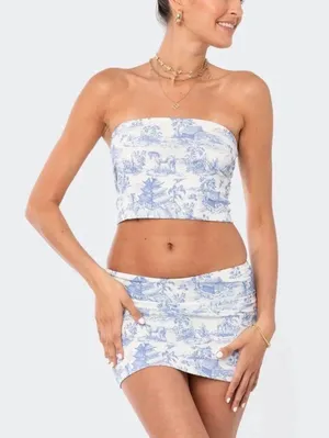 Edikted Delft Print Low Rise Skirt thumbnail 1