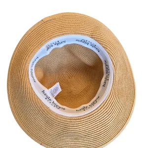 Haute Hippie Tan Straw Sun Hat‎ Blue Chiffon Ribbon Bow UPF 50 Wide Brim thumbnail 6
