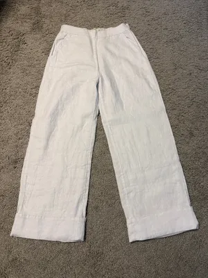 Abercrombie & Fitch White Linen Pants thumbnail 1
