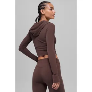 Alo Yoga Sway Full Zip Hoodie Brownstone XS thumbnail 2