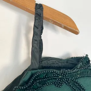Vintage 90s Niki Originals Emerald Green Beaded Sequin Gown Dress Womens 8 thumbnail 6