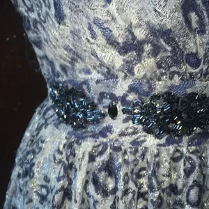 Reba blue cheetah v-neck beaded waist size 4 maxi dress thumbnail 3
