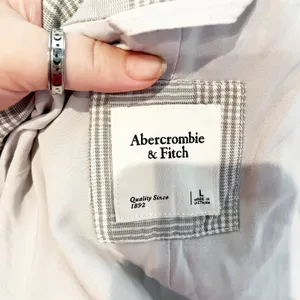 Abercrombie Long Sleeve Plaid Boyfriend Oversized Blazer Jacket Gray Large thumbnail 3