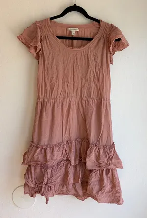 Banana republic silk dress flutter sleeve ruffle ladylike demure thumbnail 1
