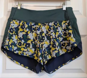 Outdoor Voices Floral Navy, Yellow & Green Athletic Shorts thumbnail 1