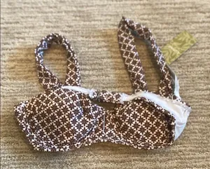 Cupshe Floral Brown and White Bikini Top thumbnail 1
