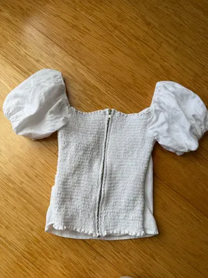 Reformation Framboise White Linen Puff Sleeve Top Size 4 thumbnail 3