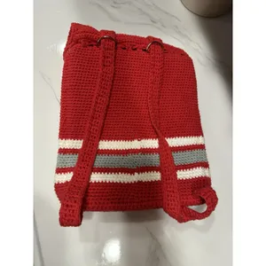 Ohio State Buckeyes Crochet Convertible Drawstring Backpack Bag & Glasses Case Red thumbnail 8