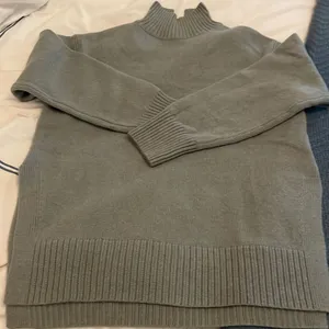 Oversized High Neck Turtleneck Woven Sweater in Blue/Gray - Size S Small thumbnail 1