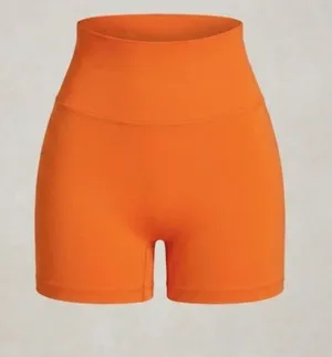SHEIN High-Waist Scrunch Back Seamless Shorts - Orange thumbnail 1
