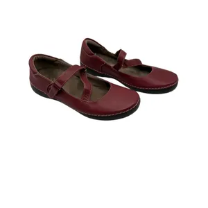 Vionic Judith Flat Mary Jane‎ Women 7 Red Burgundy Leather Orthaheel Support thumbnail 7