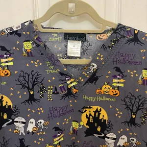 Cherokee Women’s Short Sleeve Halloween Scrub Top thumbnail 3