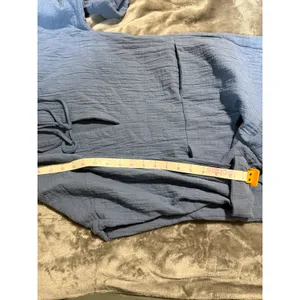 Zara Women Size XS Dusty‎ Blue Romper Tie Front 100% Cotton Lightweight thumbnail 8