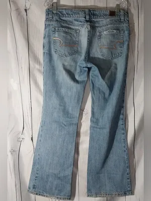 American Eagle Outfitters Light Wash Low-Rise Distressed Bootcut/Flare Y2K Jeans thumbnail 2