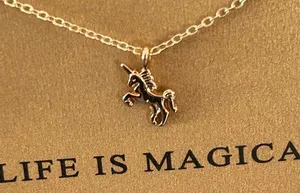 Life is Magical - Gold Tone Unicorn Necklace thumbnail 1