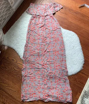 ⭐️Vintage Charlotte Russe Y2K Grey & Pink Geometric Print Ruffle Tube Maxi Dress thumbnail 1