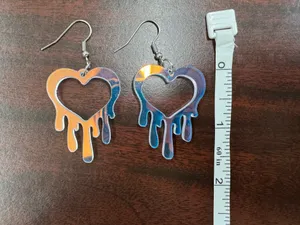 Iridescent Melting Heart Acrylic Dangle Earrings thumbnail 3