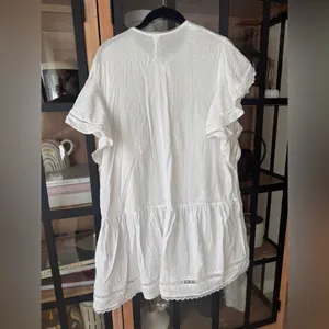 H&M mini dress lace embroidered pintuck ruffle short flutter sleeve ladder thumbnail 7