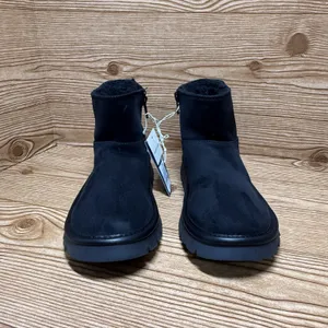Black Ankle Boots Women Sz 6 Faux Suede Memory Foam Lined Winter Snow Warm‎ Zip thumbnail 2