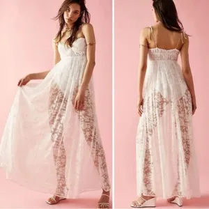For Love & Lemons $260 Lorena Dress White Maxi Floral Bridal Lace Fairy Ethereal thumbnail 2