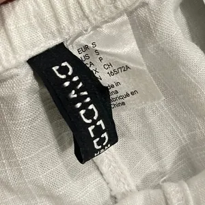 Divided Linen Blend White Drawstring Pull on Pants Size Small Summer Vacation thumbnail 3