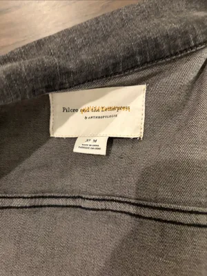 Anthropologie Pilcro Dark Gray Denim Jacket Sz M thumbnail 9