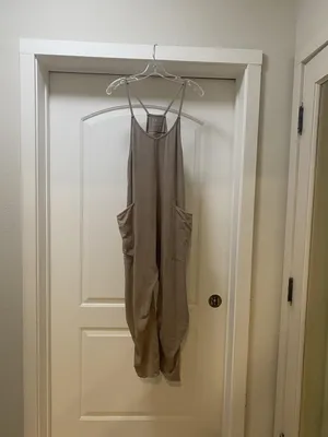 Free People Movement Hot Shot Jumpsuit Womens XS Beige Sleeveless Scoop Pockets thumbnail 2
