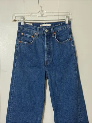 Levi’s Ribcage Straight Ankle Jeans Women’s Size 24 High Rise Button Fly Medium thumbnail 4