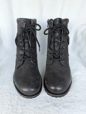 Crown Vintage Racine Combat Boots Womens Size 9.5M Black Side Zip Buckle Strap thumbnail 2