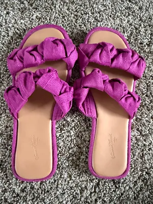 Universal Thread Magenta Braided Double-Strap Slide Sandals thumbnail 2