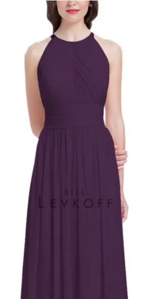 Bill Levkoff 1161 Bridesmaid Gown Dress Formal Open Back Halter Women’s 8 Purple thumbnail 1