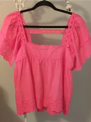 Allison nwt pink eyelet babydoll eyelet square neck Medium $154 thumbnail 1