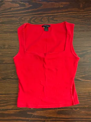 Moda Red Square Neck Sleeveless Top  thumbnail 3