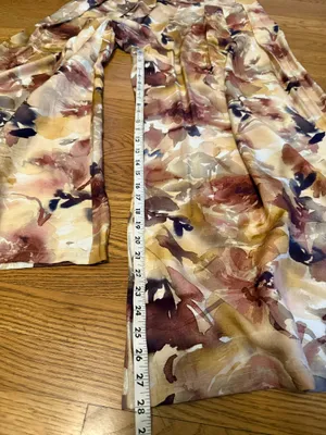 NWOT Floral Wrap top and matching palazo pants in Cream and Mauve thumbnail 11
