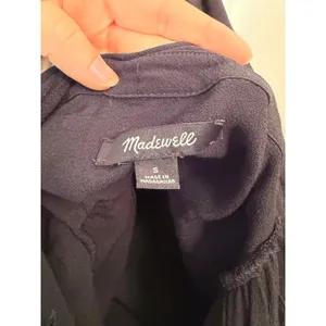 Madewell Central Drapey Shirt in True Black #F9367 Short Sleeve Button Blouse thumbnail 7