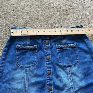 Kendall + Kylie Braided‎ High Waist Button Denim Skirt Size 26 thumbnail 5