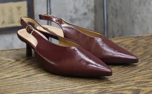 A New Day Womens Samantha Sling Back Kitten Heels 94462864 Burgundy Red 7.5M thumbnail 1
