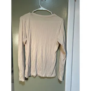 A New Day Women's Size Small Long Sleeve Ribbed T-Shirt Crewneck Beige Stretch thumbnail 8